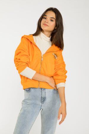 Oranžs džemperis ar kapuci meitenēm