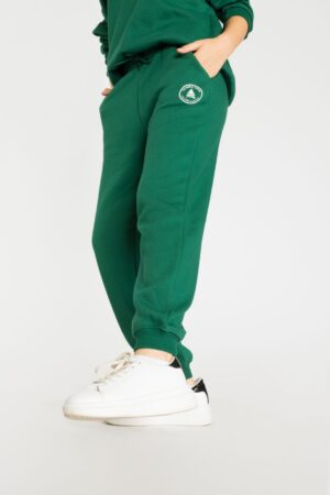 Zaļas sporta bikses ar Ziemassvētku apdruku